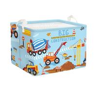 HUUMONSS Grand Paniers à Linge Véhicule Chantier pour Garçon Repliable Panier Rangement Jouets Vêtements pour Salle de Bain Chambre à Coucher, Excavatrice, 36L