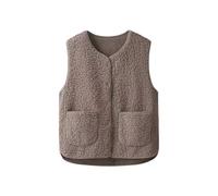 HUVZOR 1 gilet en polaire pour femme, gilet sans manches chaud pour l'automne/hiver, gilet en polaire à col en V et boutons pour femme, kaki, taille M