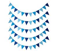 HUVZOR 5 pièces Guirlande Fanions Extérieur, 36 Fanion Guirlande Guinguette (13x17cm), 2.5m Drapeaux de Triangle de Décoration Festive pour Anniversaire, Jardin, Fête, Festival, Mariage (bleu)