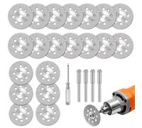 Huwaovi Lot de 25 disques à tronçonner diamantés pour accessoires Dremel, mini disques à tronçonner diamantés, lame de scie circulaire avec tige de 3 mm pour couper le bois, le plastique, la pierre