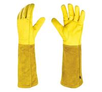 HUWOYG Mitaines de travail longues en cuir respirant, 1 paire, gants jardin avec Protection l'avant-bras, gantelet Floral, cadeau Pour le jardinage(XL)