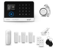 HUXGO HXA003 Système d'alarme maison WiFi + GSM 4G avec sirène, système d'alarme avec 1x capteur de mouvement et 3x capteur porte/fenêtre, système d'alarme pour appartement, maison, bureau, Tuya Smart