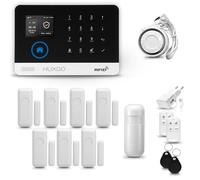 HUXGO HXA003 Système d'alarme maison WiFi + GSM 4G avec sirène, système d'alarme avec 1x capteur de mouvement et 7x capteur porte/fenêtre, système d'alarme pour appartement, maison, bureau, Tuya Smart