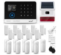 HUXGO HXA003 Système d'alarme maison WiFi + GSM 4G avec sirène sans fil, système d'alarme avec 9x capteur de mouvement et 9x capteur porte/fenêtre, système d'alarme pour appartement, maison, bureau, T