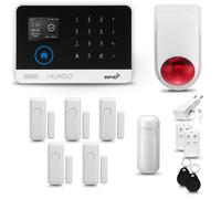 HUXGO HXA003 Système d'alarme maison WiFi + GSM 2G avec sirène sans fil, système d'alarme avec 1x capteur de mouvement et 5x capteur porte/fenêtre, système d'alarme pour appartement, maison, bureau, T
