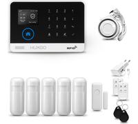 HUXGO HXA003 : Système d'alarme domestique WiFi + GSM 4G avec sirène, comprenant 5 détecteurs de mouvement et 1 détecteur de porte/fenêtre