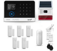 Systeme d'alarme WiFi + GSM 4G LTE, HUXGO HXA003, Sirène sans Fil, 1X détecteur de Mouvement, 5X capteur de Porte/fenêtre, TUYA