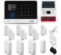 HUXGO HXA003 Système d'alarme maison WiFi + GSM 4G avec sirène sans fil, système d'alarme avec 7x capteur de mouvement et 7x capteur porte/fenêtre, système d'alarme pour appartement, maison, bureau, T