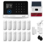 HUXGO HXA003 Système d'alarme maison WiFi + GSM 4G LTE avec sirène sans fil, système d'alarme avec 12x capteur de mouvement et 1x capteur porte/fenêtre, système d'alarme pour appartement, maison, gara