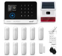 HUXGO HXA003 Système d'alarme maison WiFi + GSM 4G LTE avec sirène sans fil, système d'alarme avec 9x capteur de mouvement et 1x capteur porte/fenêtre, système d'alarme pour appartement, maison, garag