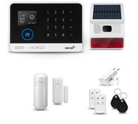 HUXGO HXA003 Système d'alarme maison WiFi + GSM 4G LTE avec sirène sans fil, système d'alarme avec 1x capteur de mouvement et 1x capteur porte/fenêtre, système d'alarme pour appartement, maison, garag