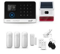 HUXGO HXA003 Système d'alarme maison WiFi + GSM 4G LTE avec sirène sans fil, système d'alarme avec 3x capteur de mouvement et 1x capteur porte/fenêtre, système d'alarme pour appartement, maison, garag