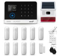 HUXGO HXA003 Système d'alarme maison WiFi + GSM 4G LTE avec sirène sans fil, système d'alarme avec 9x capteur de mouvement et 1x capteur porte/fenêtre, système d'alarme pour appartement, maison, garag