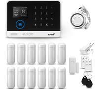 HUXGO HXA003 Système d'alarme maison WiFi + GSM 4G LTE avec sirène, système d'alarme avec 12x capteur de mouvement et 1x capteur porte/fenêtre, système d'alarme pour appartement, maison, garage, Tuya 