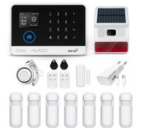 HUXGO HXA003 WLAN + GSM 4G LTE système d'alarme sans fil avec 7 capteurs de mouvement + sirène sans fil, alarme pour bureau, maison, appartement, contrôle par téléphone portable, TUYA