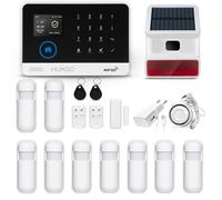 HUXGO HXA003 WLAN + GSM 4G LTE système d'alarme sans fil avec 9 capteurs de mouvement + sirène sans fil, alarme pour bureau, maison, appartement, contrôle par téléphone portable, TUYA