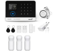 HUXGO HXA003 WLAN + GSM 4G LTE système d'alarme sans fil avec 3 capteurs de mouvement , alarme pour bureau, maison, appartement, contrôle par téléphone portable, TUYA Smart App