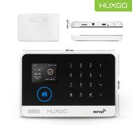 HUXGO HXA003 WLAN + GSM 4G LTE système d'alarme sans fil avec 7 capteurs de mouvement + sirène sans fil, alarme pour bureau, maison, appartement, contrôle par téléphone portable, TUYA