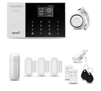 HUXGO® HXA005 Alarme Maison sans Fil WiFi + GSM 4G avec Sirène | Système d'alarme avec détecteur de Mouvement, 3X capteurs de Portes et fenêtres,télécommande |TUYA Intelligent