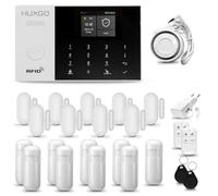 HUXGO® HXA005 Alarme Maison sans Fil WiFi + GSM 4G avec Sirène | Système d'alarme Domestique avec 9X détecteurs de Mouvement, 9X capteurs de Porte | Alarme sans Fil avec TUYA App.