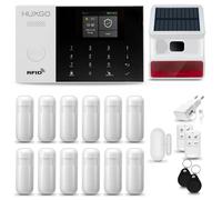 HUXGO HXA005 Système d'alarme maison WiFi + GSM 4G avec sirène radio, système d'alarme avec 12x capteur de mouvement et 1x capteur porte/fenêtre, système d'alarme pour appartement, maison, garage, Tuy