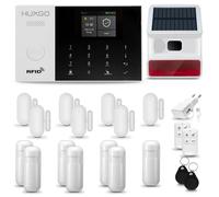 HUXGO HXA005 Système d'alarme maison WiFi + GSM 4G avec sirène radio, système d'alarme avec 7x capteur de mouvement et 7x capteur porte/fenêtre, système d'alarme pour appartement, maison, garage, Tuya