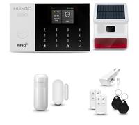 HUXGO® HXA005 Système d'alarme Maison WiFi + GSM 4G avec Sirène Solaire| Alarme Maison avec 1x capteur de fenêtre, 1x détecteurs de Mouvement | Kit Alarme Maison, Appartement, Garage
