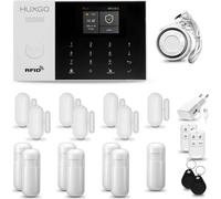 HUXGO HXA005 Système d'alarme maison WiFi + GSM 4G avec sirène, système d'alarme avec 7x capteur de mouvement et 7x capteur porte/fenêtre, système d'alarme pour appartement, maison, garage, Tuya Smart