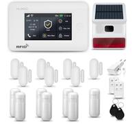 Système d'alarme domestique HUXGO HXA006, GSM 4G + Wi-Fi, avec sirène sans fil, pour appartement, maison, garage, comprenant 7 détecteurs de mouvement et 7 détecteurs d'ouverture de portes et fenêtres