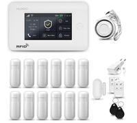 HUXGO HXA006 : Système d'alarme domestique WiFi + GSM 4G avec sirène. Système d'alarme comprenant 12 détecteurs de mouvement et 1 détecteur de porte/fenêtre, idéal pour les appartements et les maisons