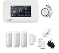 HUXGO® HXA006 Système d'alarme Maison WiFi + GSM 4G avec Sirène | Alarme Maison avec capteur de fenêtre sans Fil, 3X détecteurs de Mouvement | Kit d'alarme Anti Intrusion pour Appartement