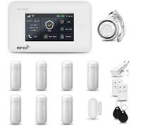 HUXGO® HXA006 Système d'alarme Maison WiFi + GSM 4G avec Sirène | Alarme Maison avec capteur de fenêtre sans Fil, 7X détecteurs de Mouvement | Kit d'alarme Anti Intrusion pour Appartement, Garage