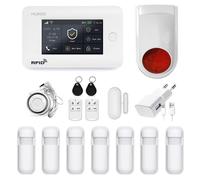 HUXGO HXA006 Système d'alarme sans fil avec 7 détecteurs de mouvement + sirène radio supplémentaire, Deux modules : WLAN + GSM TUYA Smart Application Alertes SMSpar téléphone Langue FRANÇAIS