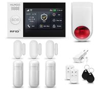HUXGO® HXA007 Alarme Maison sans Fil avec Sirène sans Fil, WiFi + GSM | Kit d'alarme Maison Domestique avec 3X détecteurs de Mouvement, 3X capteurs d'ouverture | TUYA App Intelligent