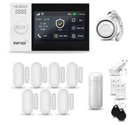 HUXGO HXA007 Système d'alarme maison WiFi + GSM 4G avec sirène, système d'alarme avec 1x capteur de mouvement et 7x capteur porte/fenêtre, système d'alarme pour appartement, maison, garage, Tuya Smart