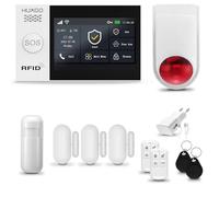 HUXGO® HXA007 Alarme Maison sans Fil WiFi + GSM avec Sirène exterieure sans Fil | Système d'alarme avec détecteur de Mouvement, 3X capteurs de Porte | Kit sécurité Maison, Appartement