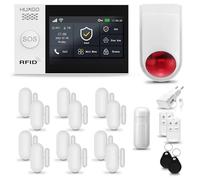 HUXGO® HXA007 Alarme Maison sans Fil WiFi + GSM avec Sirène exterieure sans Fil | Système d'alarme avec détecteur de Mouvement, 12x capteurs de Porte | Kit sécurité Maison, Appartement