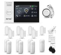 Système d'alarme domestique WiFi + GSM HUXGO HXA007, comprenant 7 détecteurs de mouvement et 7 détecteurs d'ouverture de portes et fenêtres, idéal pour sécuriser un appartement, une maison ou un garag
