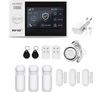 HUXGO HXA007 Alarme sans fil WLAN + GSM 4G LTE avec 3 capteurs de mouvement maison bureau appartement garage TUYA Smart application alertes SMS contrôle par téléphone langue FRANÇAIS
