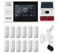 HUXGO HXA007 Système d'alarme maison WiFi + GSM 2G avec sirène sans fil, système d'alarme avec 12x capteur de mouvement et 1x capteur porte/fenêtre, système d'alarme pour appartement, maison, garage,