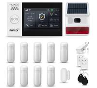HUXGO HXA007 Système d'alarme maison WiFi + GSM 2G avec sirène sans fil, système d'alarme avec 9x capteur de mouvement et 1x capteur porte/fenêtre, système d'alarme pour appartement, maison, garage, T