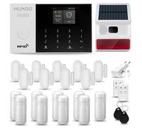 HUXGO HXA007 Système d'alarme maison WiFi + GSM 2G avec sirène sans fil, système d'alarme avec 9x capteur de mouvement et 9x capteur porte/fenêtre, système d'alarme pour appartement, maison, garage, T