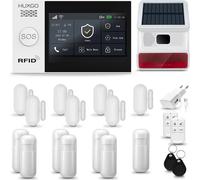 HUXGO HXA007 Système d'alarme maison WiFi + GSM 4G avec sirène sans fil, système d'alarme avec 7x capteur de mouvement et 7x capteur porte/fenêtre, système d'alarme pour appartement, maison, garage, T