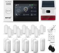HUXGO HXA007 Système d'alarme maison WiFi + GSM 4G avec sirène sans fil, système d'alarme avec 9x capteur de mouvement et 9x capteur porte/fenêtre, système d'alarme pour appartement, maison, garage, T