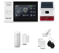 HUXGO HXA007 Système d'alarme maison WiFi + GSM 4G LTE avec sirène sans fil, système d'alarme avec 1x capteur de mouvement et 1x capteur porte/fenêtre, système d'alarme pour appartement, maison, garag