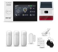 HUXGO HXA007 Système d'alarme maison WiFi + GSM 4G LTE avec sirène sans fil, système d'alarme avec 3x capteur de mouvement et 1x capteur porte/fenêtre, système d'alarme pour appartement, maison, garag