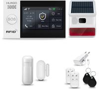 HUXGO HXA007 Système d'alarme maison WiFi + GSM 4G LTE avec sirène sans fil, système d'alarme avec 1x capteur de mouvement et 1x capteur porte/fenêtre, système d'alarme pour appartement, maison, garag