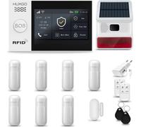 HUXGO HXA007 Système d'alarme maison WiFi + GSM 4G LTE avec sirène sans fil, système d'alarme avec 7x capteur de mouvement et 1x capteur porte/fenêtre, système d'alarme pour appartement, maison, garag