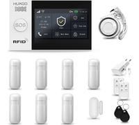 HUXGO HXA007 Système d'alarme maison WiFi + GSM 4G LTE avec sirène, système d'alarme avec 7x capteur de mouvement et 1x capteur porte/fenêtre, système d'alarme pour appartement, maison, garage, Tuya S