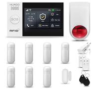HUXGO® HXA007 Système d'alarme Maison WiFi + GSM avec Sirène Radio | Kit Alarme avec 1x capteur de fenêtre, 7X détecteurs de Mouvement | Sécurité de la Maison avec alertes SMS